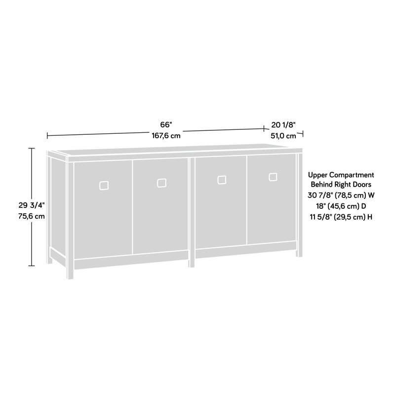 Darries 65.984'' Wide 2 - Shelf Credenza with Cable Management