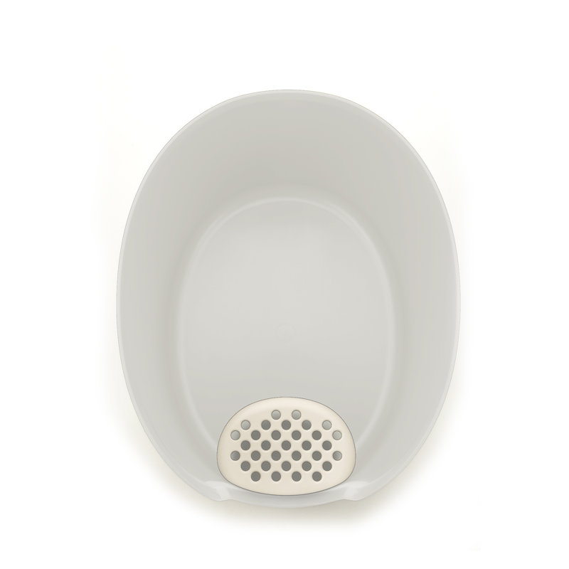 Plastic Litter Box with Scoop, White/Beige