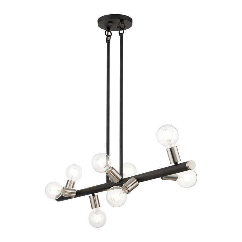Lustre linéaire moderne à 8 lumières à intensité variable Brodhead, Noir