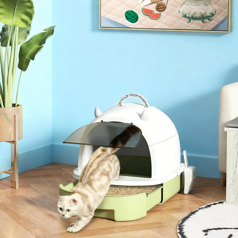 Litière pour chat couverte, porte à rabat, sacs de désodorisation, intimité pour les chats, nettoyage facile, rétention, gestion des odeurs, réduction des fuites, aucun assemblage requis