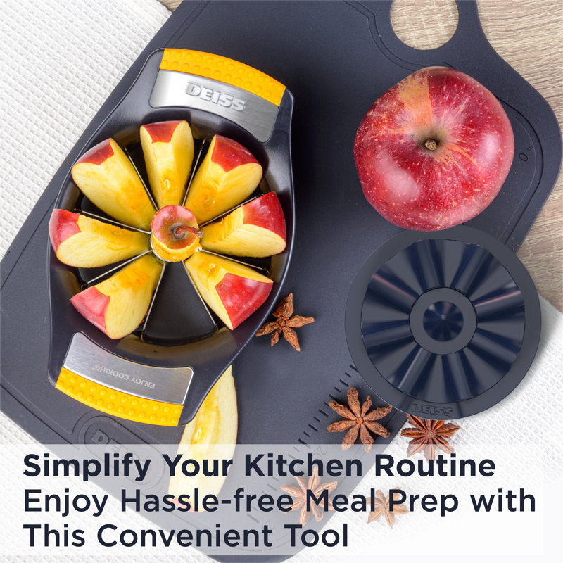 Deiss Lux Apple Slicer and Corer with Cutting Base, Stainless Steel 8-Slice 4.25 Inch Apple Cutter