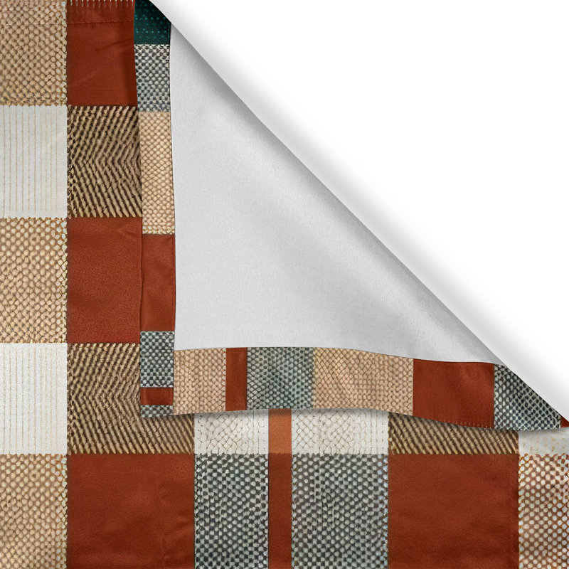 Cinnamon Camel Ivory Plaid Satin Window Valance 54" x 12"