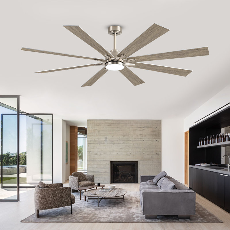 Ceiling Fan With Light, 8 Dual-finish Solid Wood Blades, Quiet Reversible Dc Motor, High Cfm, Remote Control, For Living Rooms & Covered