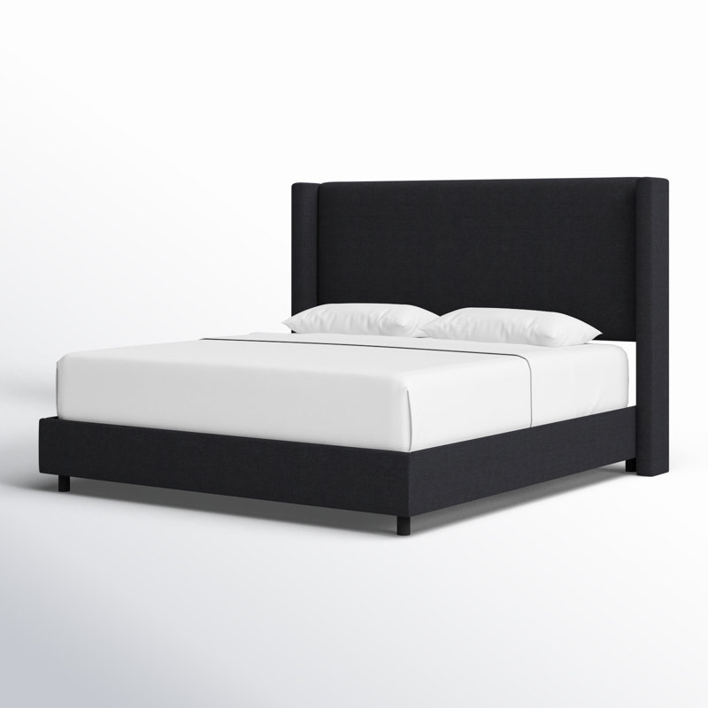 Lit tapissier standard Hanson, Très grand, Lin classique noir