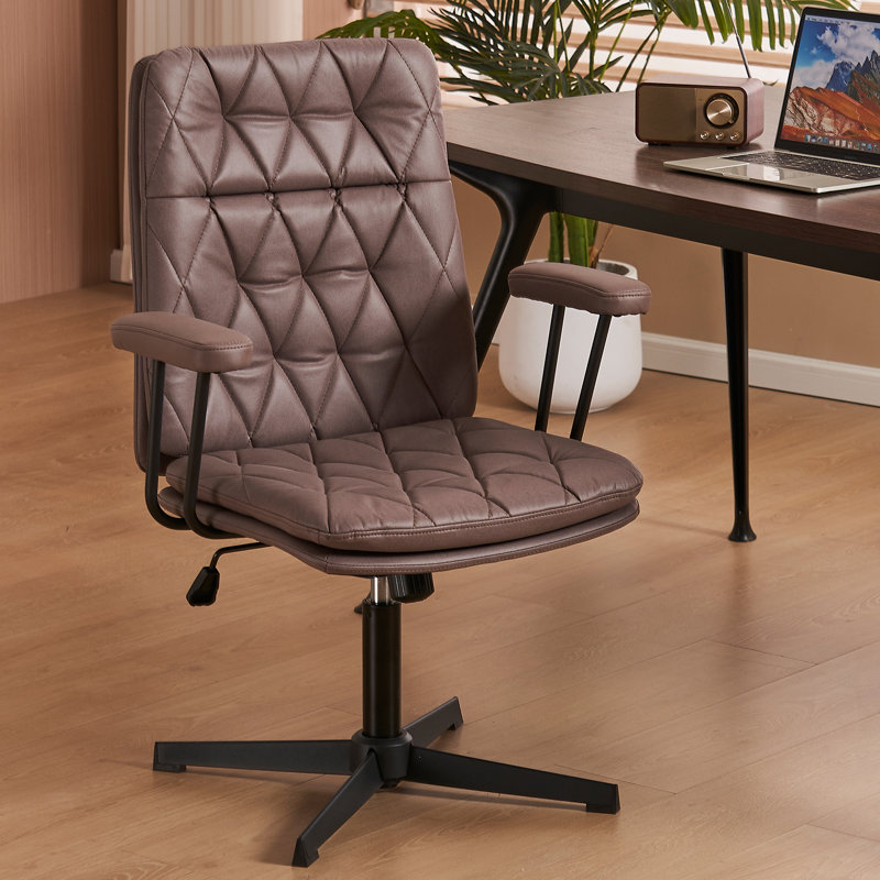 Fauteuil de direction en cuir avec accoudoirs, Brun