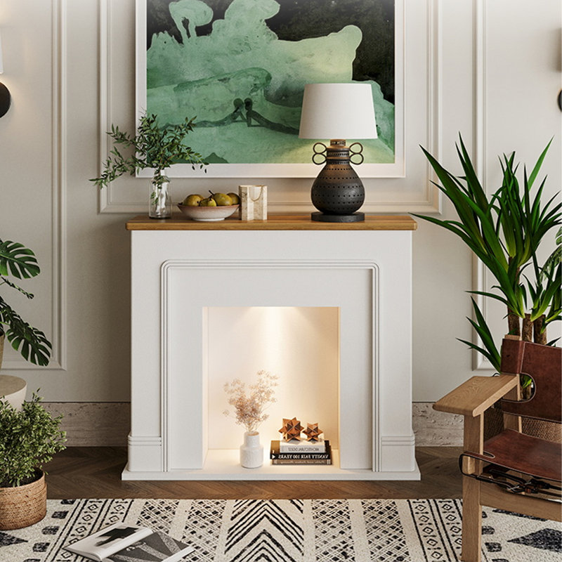 Armoire décorative minimaliste de style français, Blanc, H 35,43 po x l 39,37 po x P 7,87 po