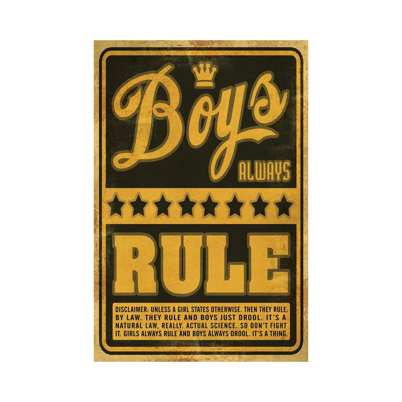 Boys Rule - Wrapped Canvas Print, 66.04 cm H x 45.72 cm W x 3.175 cm D