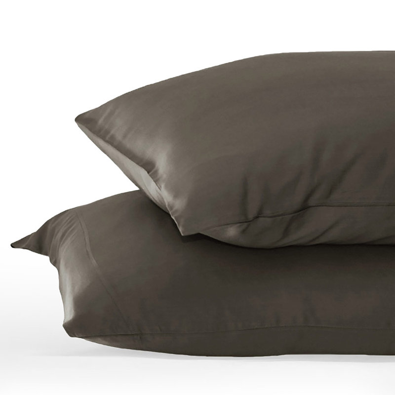 Rayon Sateen - Set of 2, King Pillow: 20" x 36", Onyx