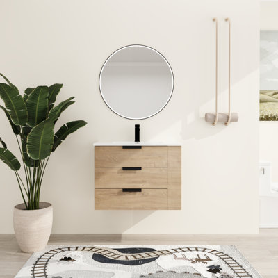 Altamuro 30'' Single Sink Wall Mounted Bathroom Vanity,Floating Vanity With 2 Doors and a Ceramic Sink Top -  Latitude RunÂ®, 920828772406470C9AB4657846610A4E