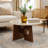Kali 27" Round Coffee Table White Genuine Marble Tabletop Brown Mango Wood Sculptural Base
