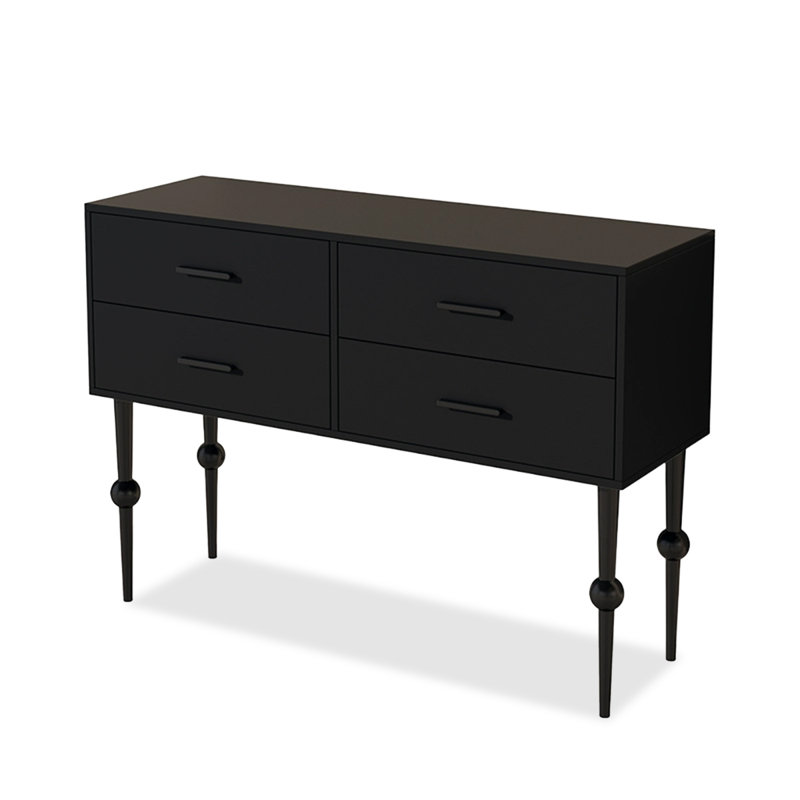 Console rectangulaire en bois manufacturé noir, H 33,46 po x L 31,50 po x l 15,75 po, Noir