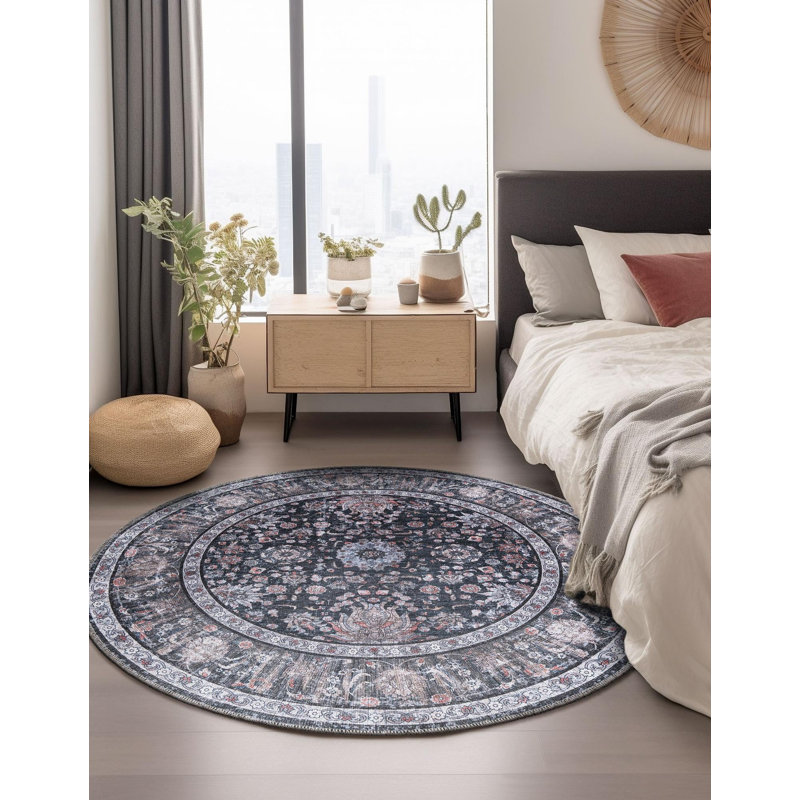 Samarth Thorine Rug, Round 7'10", Black