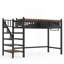 Lit mezzanine simple TG avec escalier de rangement, structure de lit mezzanine en métal avec tablettes de rangement et bibliothèque-855845945