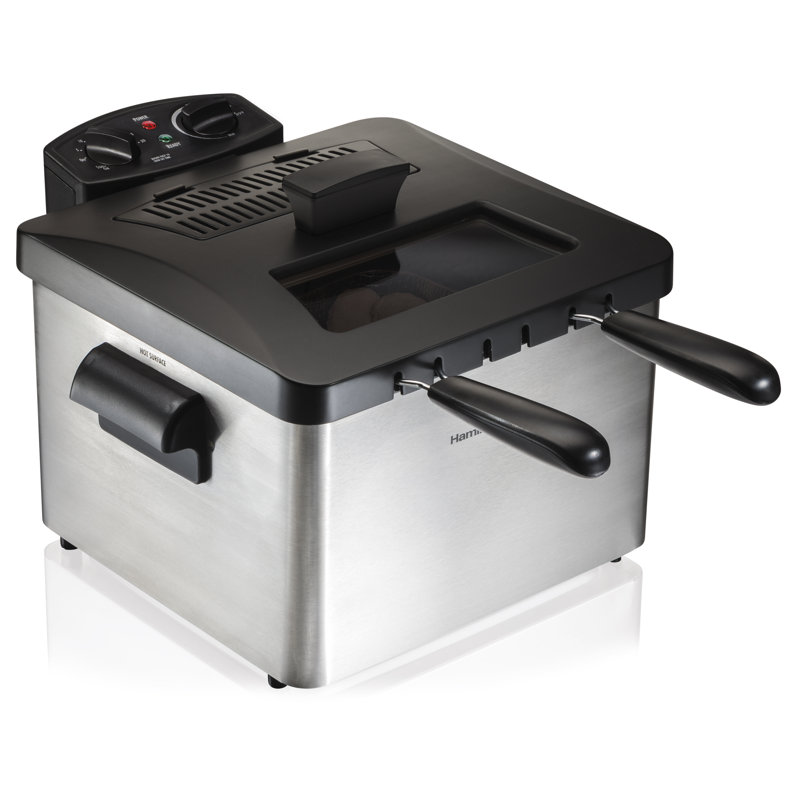 Professional-Style Stainless Steel Dual Basket 19-Cup Deep Fryer