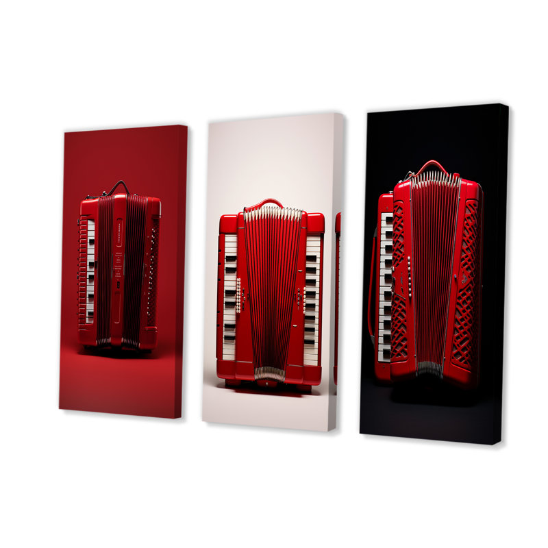 Music Accordions Accord Classic - ensemble de 3 impressions sur toile, Toile tendue, H 28 po x l 36 po