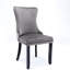 2 chaises de salle à manger rembourrées en velours gris, garniture cloutée à surpiqûres, pieds en bois massif, dossier confortable, chaise de style Mid-Century moderne. Tissu. Fabrication. Support élevé. Design-1580483632-1580483631