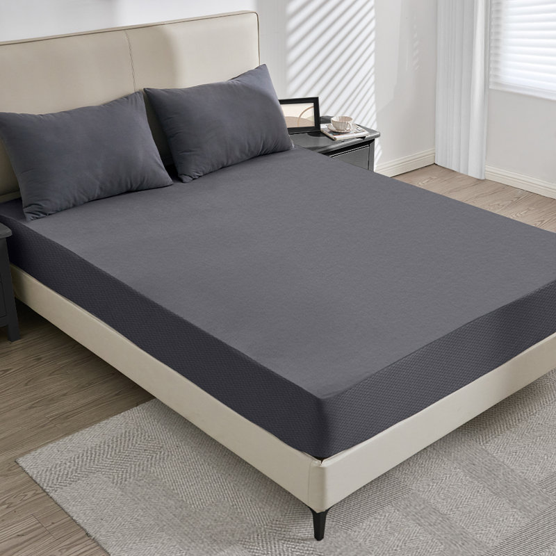 Housse de protection pour matelas imperméable, pleine grandeur, douce avec poche profonde de 18 po, gris foncé, Double
