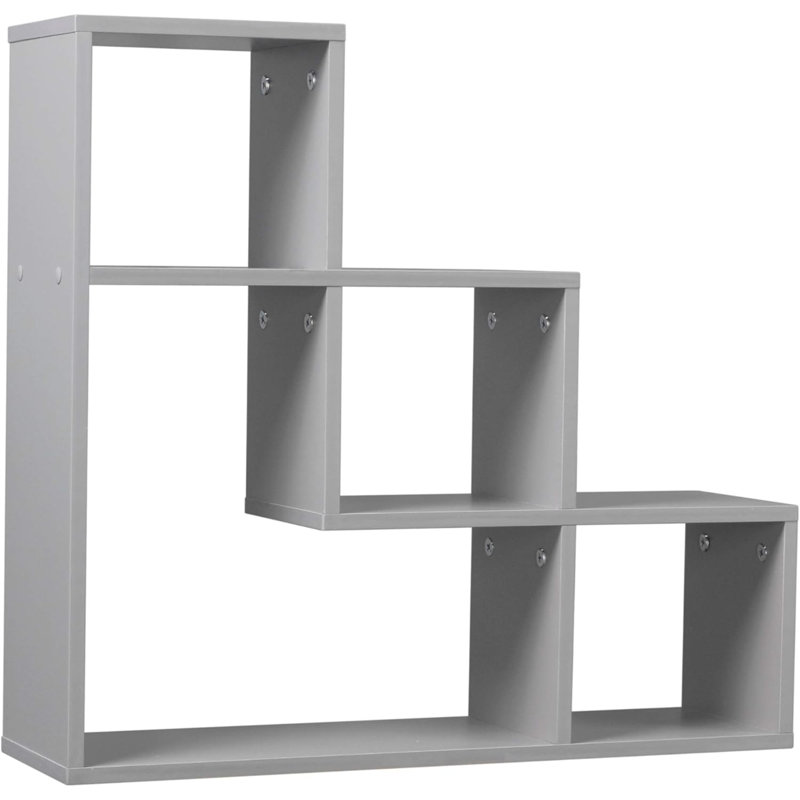 Bonita 3 Piece Manufactured Wood,Metal Floating Shelf, Grey