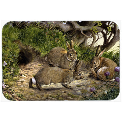 Caroline's Treasures Rabbits and the Rabbit Hole Glass Cutting Board