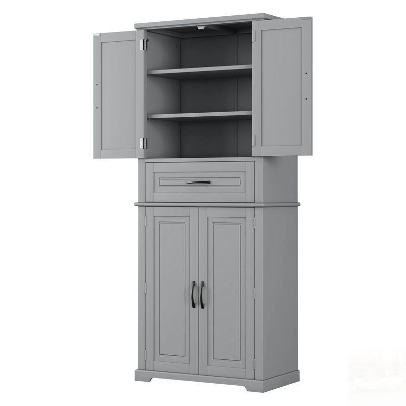 Bathroom Storage Cabinet With Multi-Functional Space, Adjustable Shelf, And Smooth Sliding Drawers, Gray