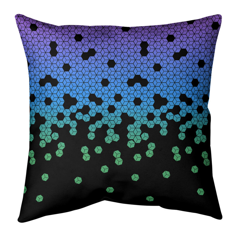 Coussin Katelyn Elizabeth, H 14 po x l 14 po, Pas de bourre, Noir / bleu / violet