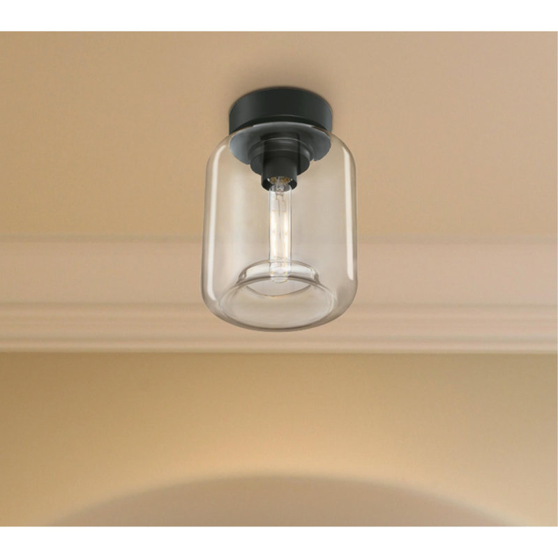 Judd Glass Semi Flush Mount, Matte Black, Clear