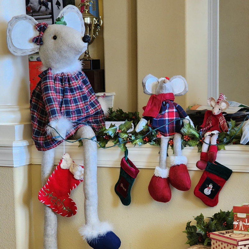 Northlight Seasonal Boy and Girl Sitting Plush Christmas Mice Figures ...