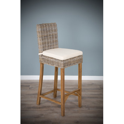 Walbridge Wicker Outdoor Stool with Cushion