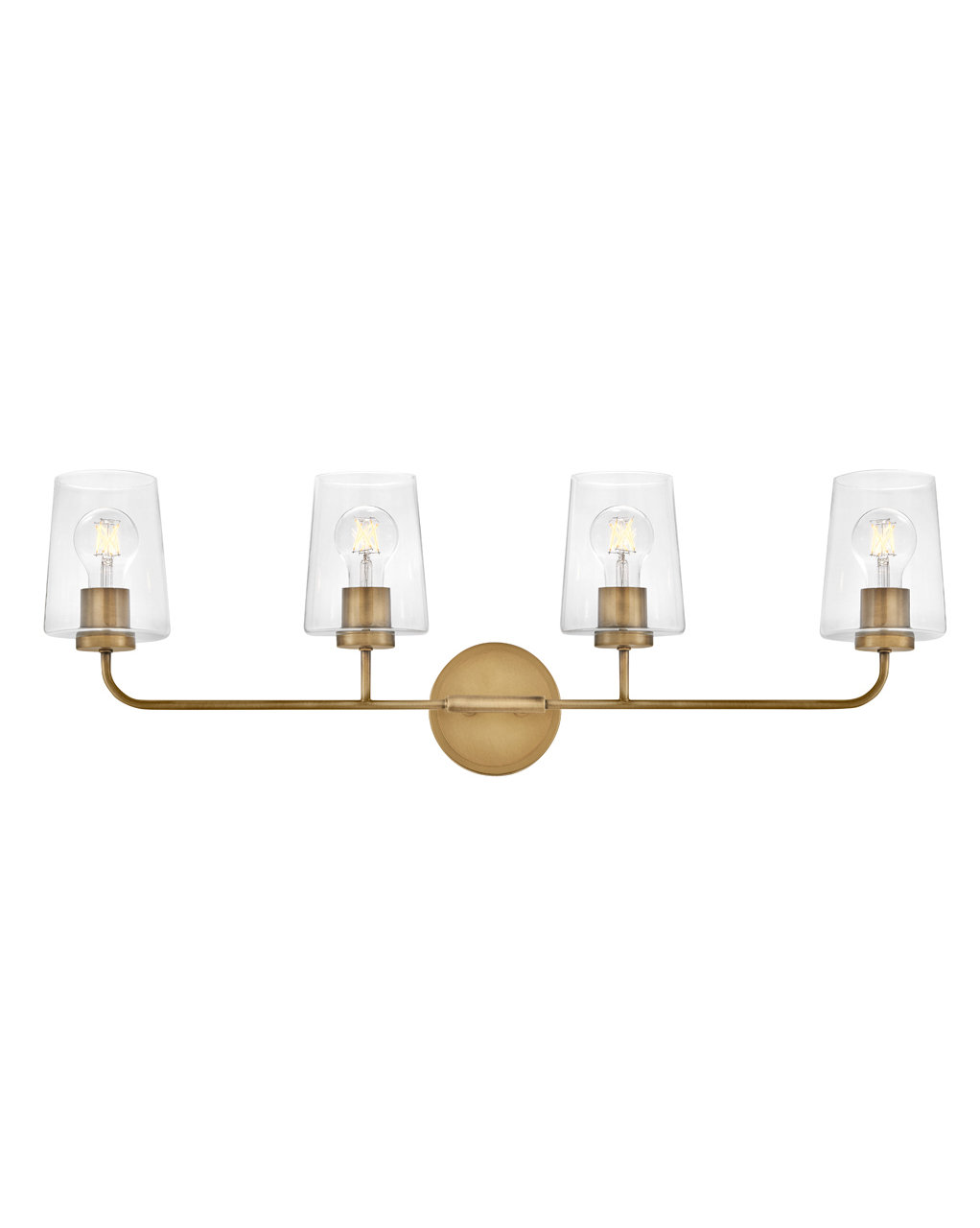 Verbena 4 Light Transparent Dimmable Vanity Light, Heritage Brass