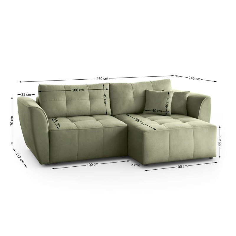 Creddy Universal Corner Sofa with Sleeping Fuction , Green