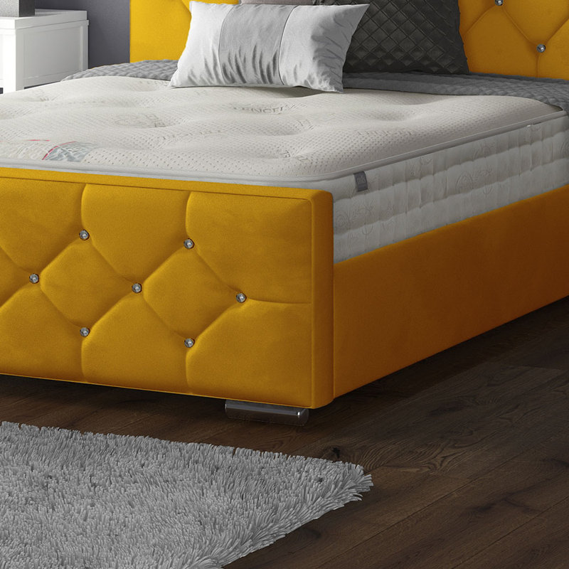 Chen Upholstered Bed, Turmeric, Double (4'6)