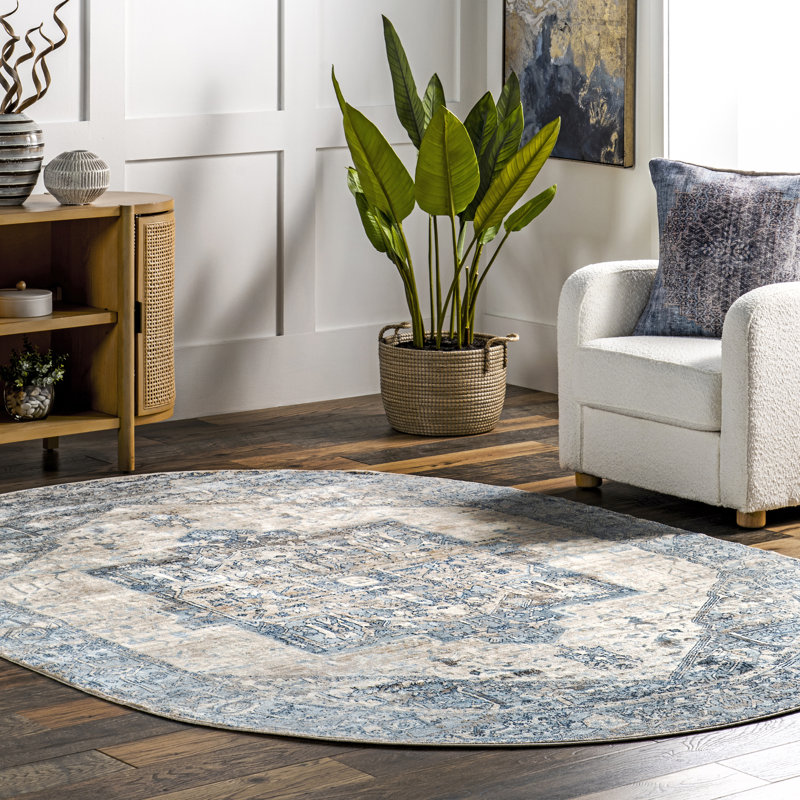 Tapis oriental bleu clair Alieda, Ovale 4 pi x 6 pi