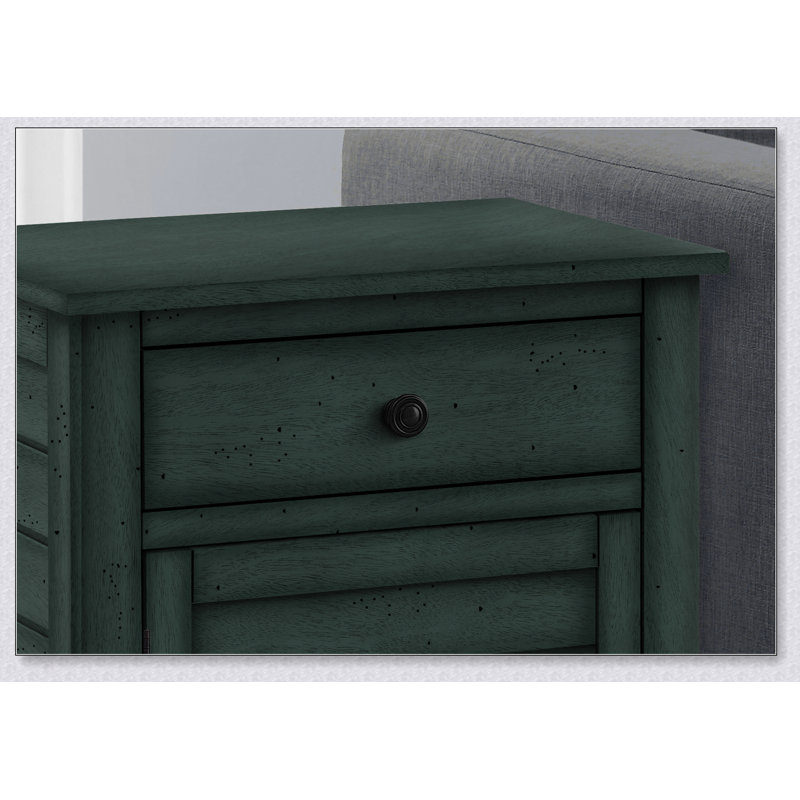 Charmante table d'appoint bleue antique avec tiroir de rangement et armoire pour la décoration de la chambre à coucher ou du salon