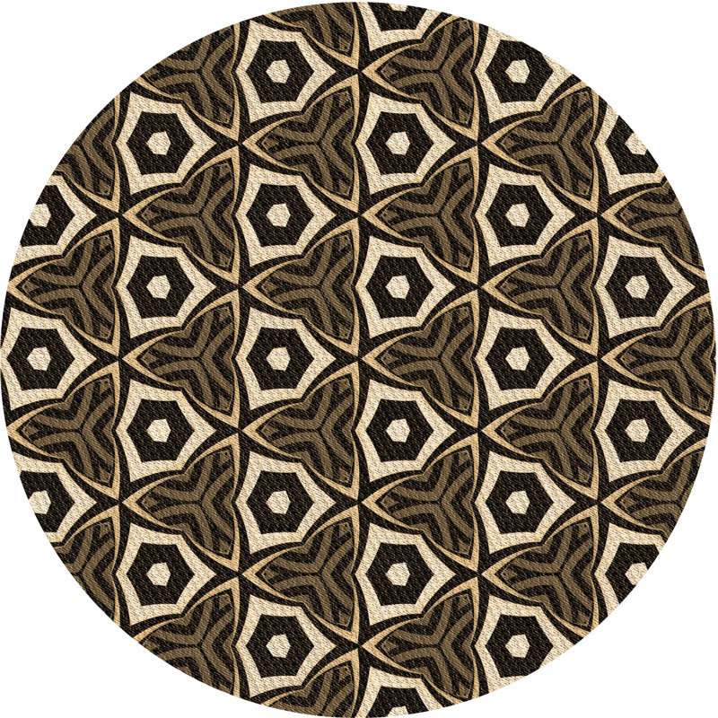 Tapis brun tissé à la machine, Rond 7 pi