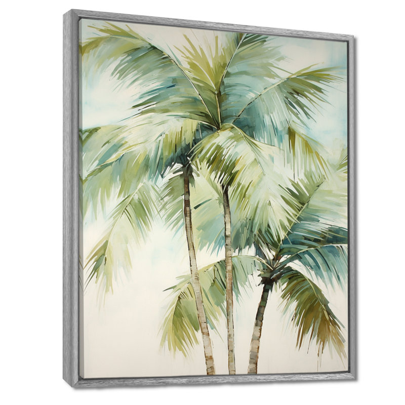 «Dreyfuss Green Minimalims Palm Trees I», reproduction d'art sur toile, palmiers, H 20 po x l 12 po x P 1 po