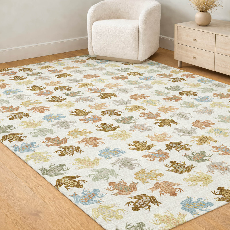 Tapis intérieur / extérieur lavable à la machine pour enfants ACN2623, Ivoire ivoire, 10 pi x 14 pi