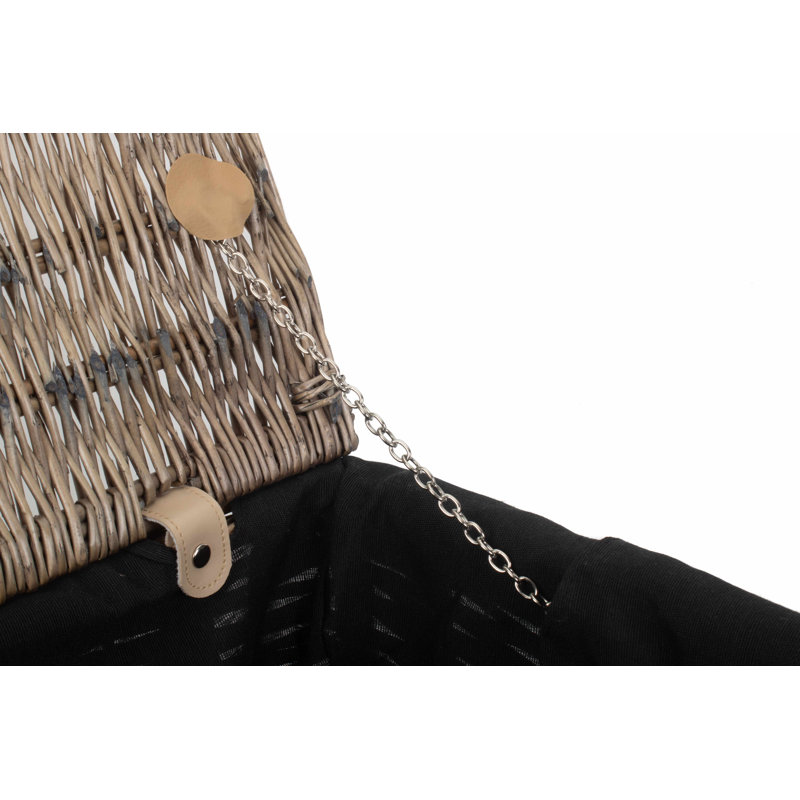 Wicker Hamper Basket with Lining, Antique Wash/Black, 15cm H x 36cm W x 26cm D
