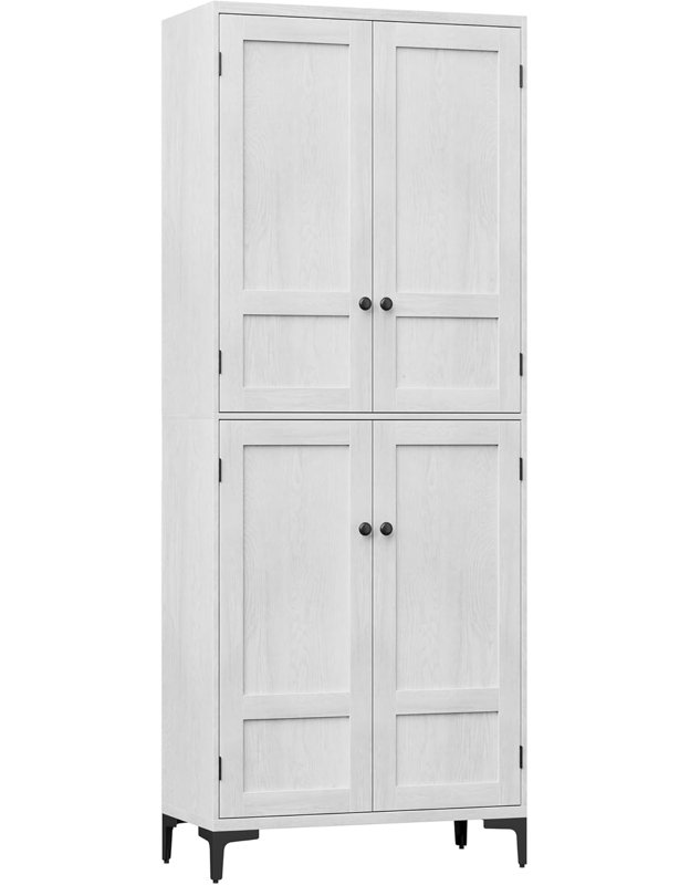 Armoire de rangement 71 po à 5 niveaux pour garde-manger à 5 niveaux, Blanc