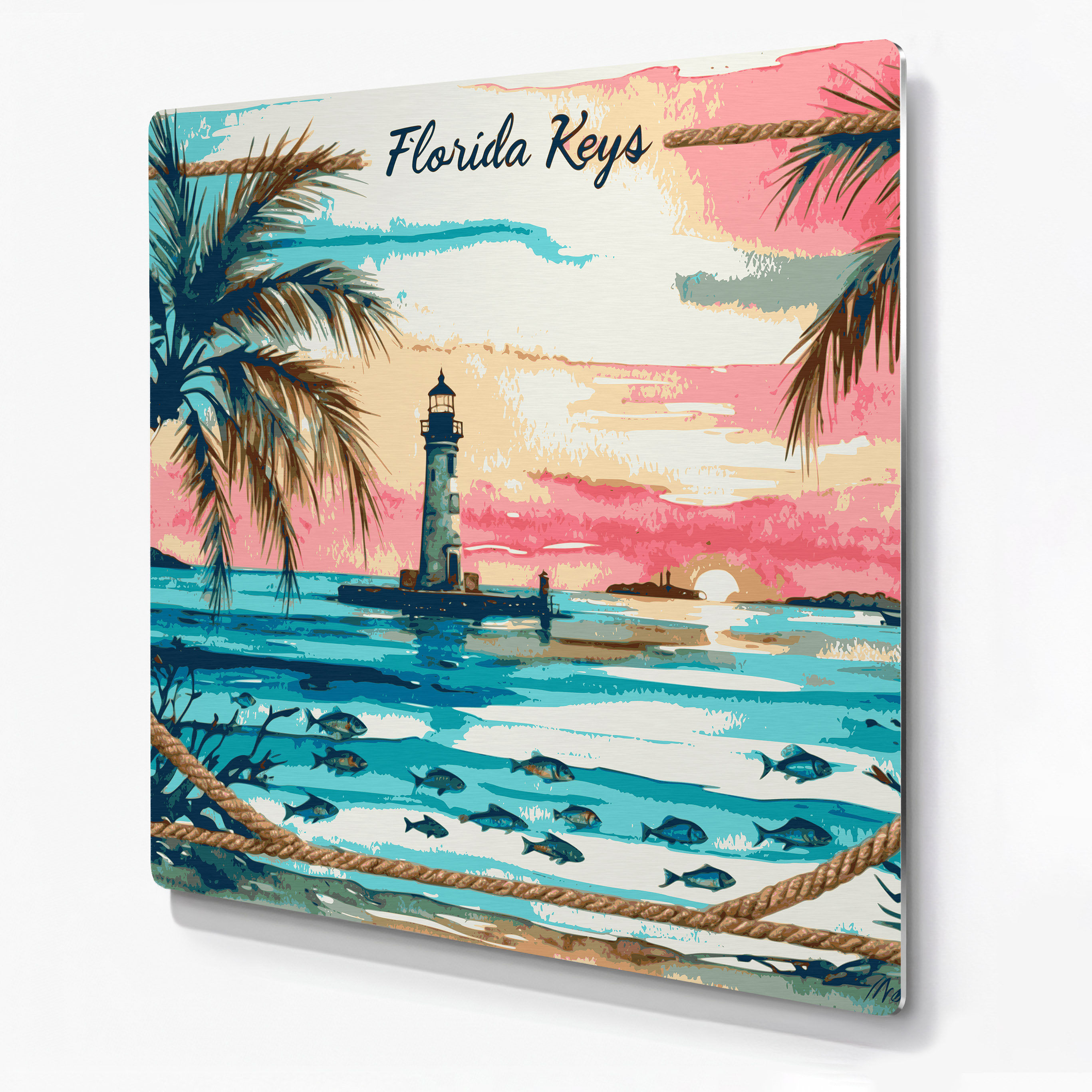Orren Ellis Nautical Florida Keys Brown Metal Wall Art | Wayfair