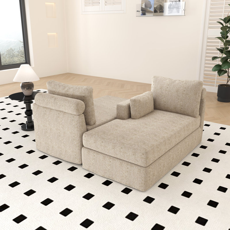 Canapé-lit avec housse de rangement l 63,4 po, canapé modulaire confortable et moderne avec coussins, Taupe