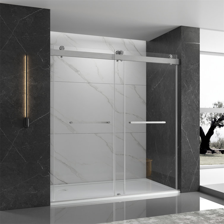 48" W x 76" D x 76" H Frameless Shower Stall with 10 mm Tempered Glass Soft System