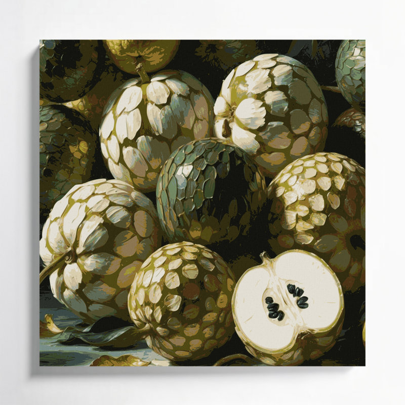 «Fruit Cherimoya Brown», art mural sur toile, H 32 po x l 32 po