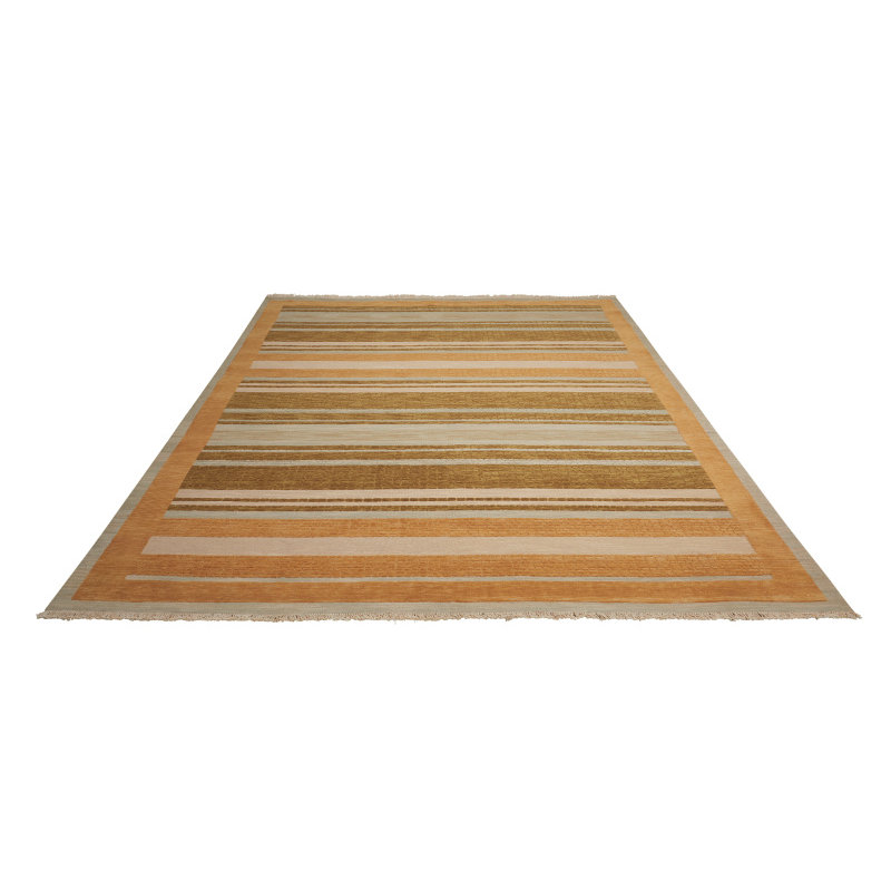 Field Wool Striped Area Rug in Cooper/Beige, Rectangle 8'6" x 11'6"
