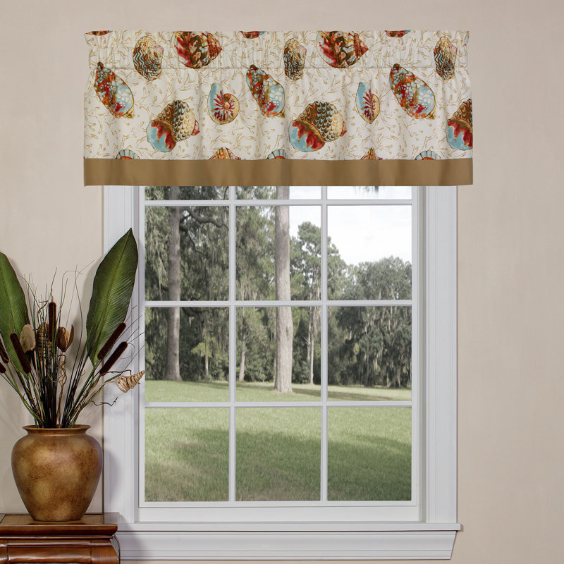 Seaside Treasures Sand Nautical Cotton Tailored Valance with Band, Orange