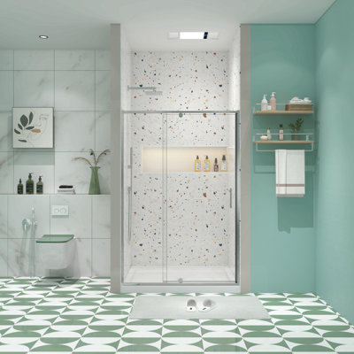 Piovt Swing Glass Shower Door,Pivot Frame Sliding Shower Door With 1/4"(6Mm) Clear Sgcc Tempered Glass Shower Doors,Reversible Installation