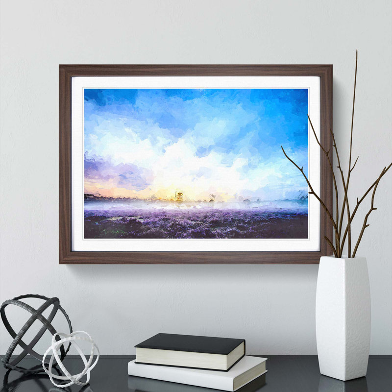 Field of Heather in the Netherlands - Picture Frame Graphic Art Print, Walnut, 35cm H x 50cm W x 2cm D
