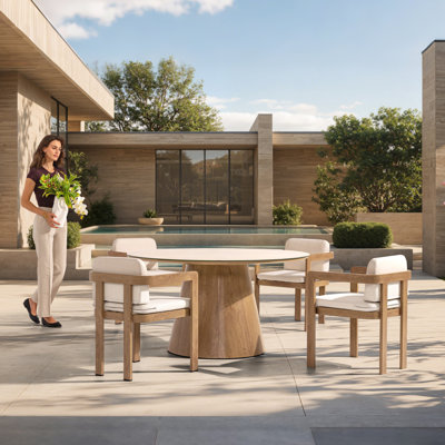 Assembly Free Dining Chair, Wood-Grain Aluminum Dining Chair, Weather-Resistant, Waterproof, UV-Resistant Ideal for Gardens, Patios, and Kitchen 