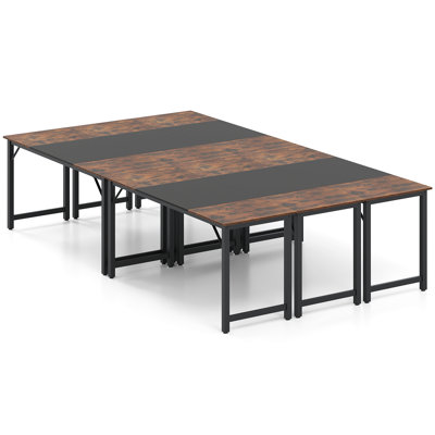 6 PCS 63'' Computer Desk Modern Industrial Office Desk w/ Metal Frame & Large Executive Desk