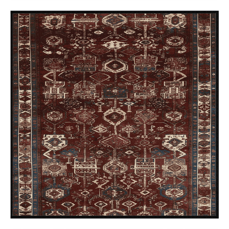 Tapis turc noir lavable à la machine, Carré 4 pi