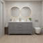 Meuble-lavabo 60 po, meuble-lavabo avec cadre en bois massif, comptoir autoportant avec 2 lavabos gris-129459495